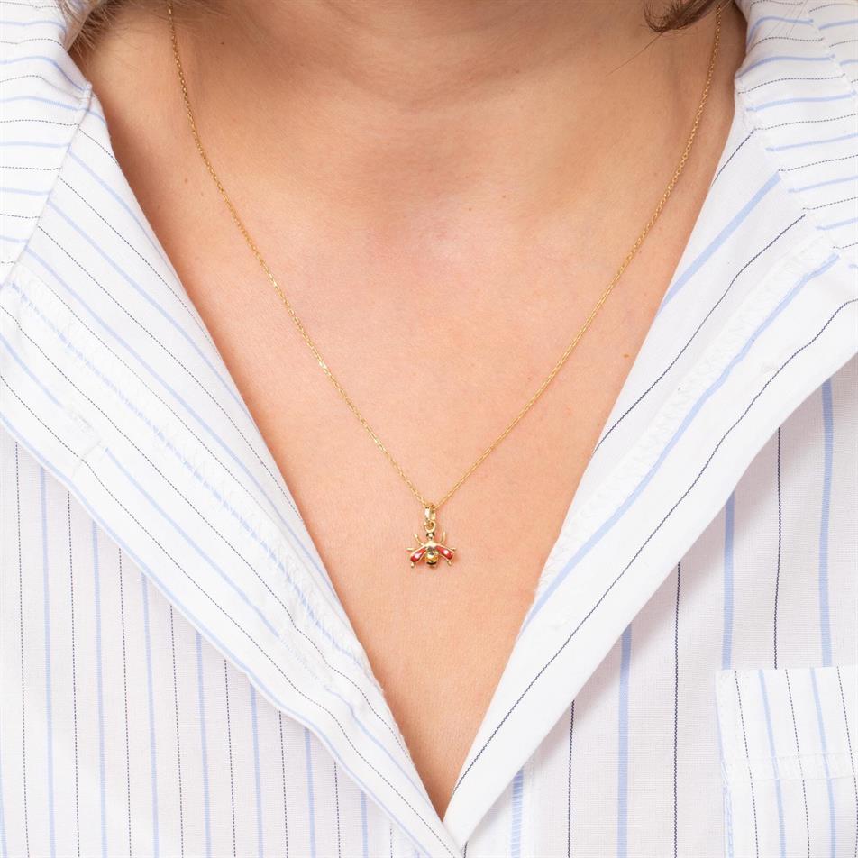Solid Gold Bee Necklace