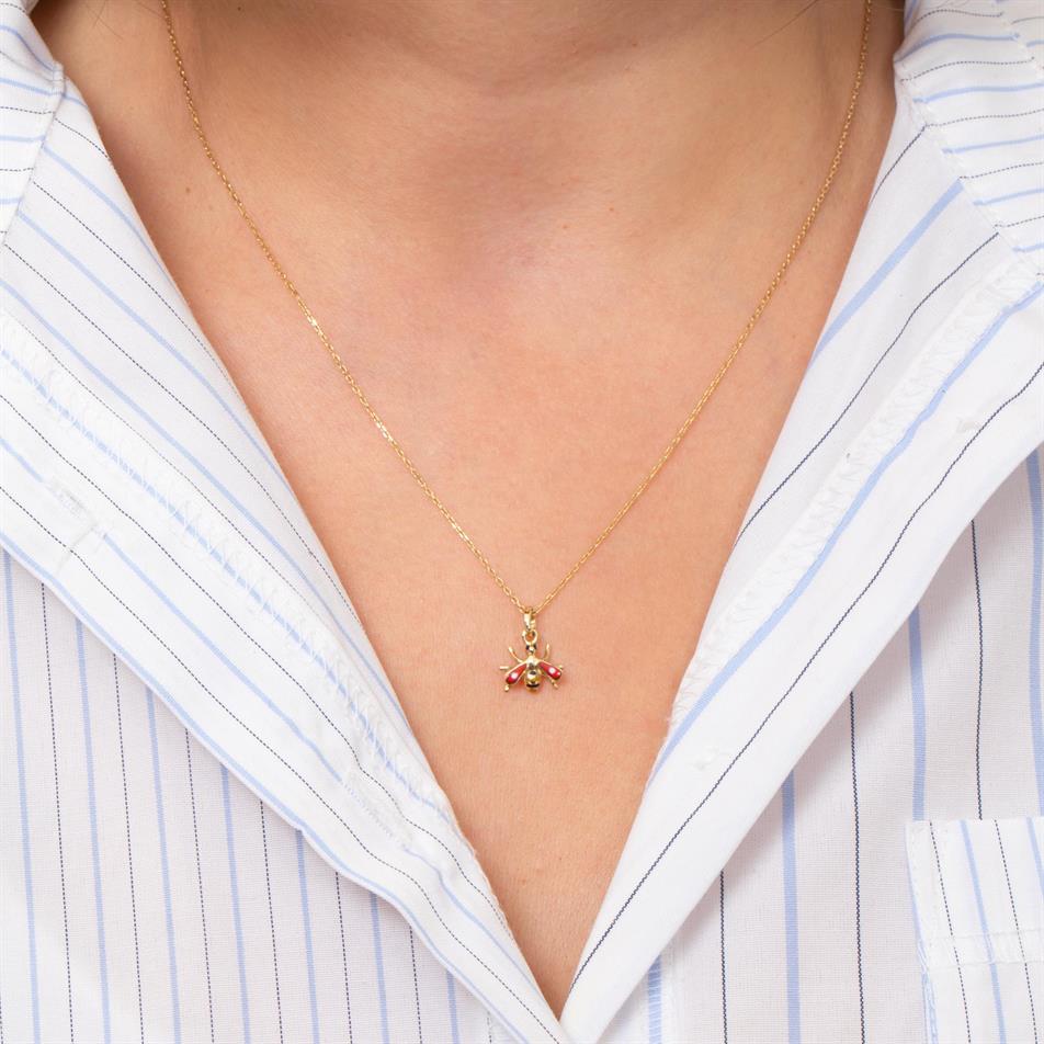 Solid Gold Bee Necklace