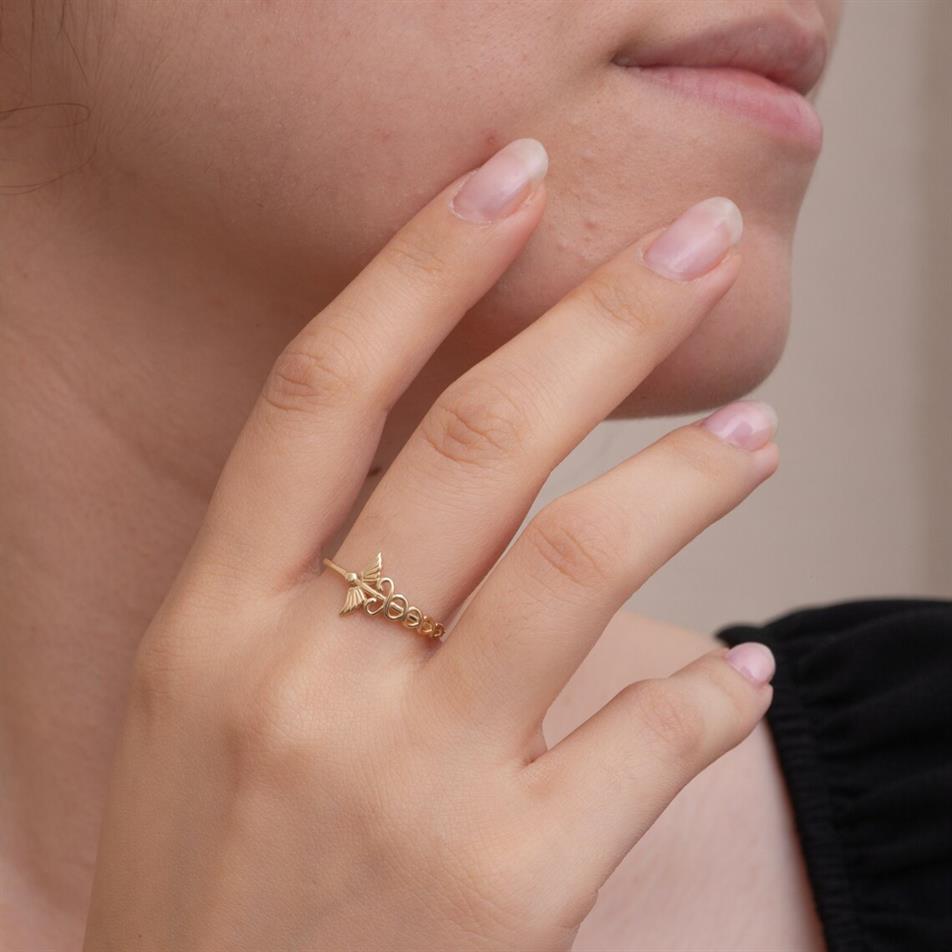 Solid Gold Asclepius Ring