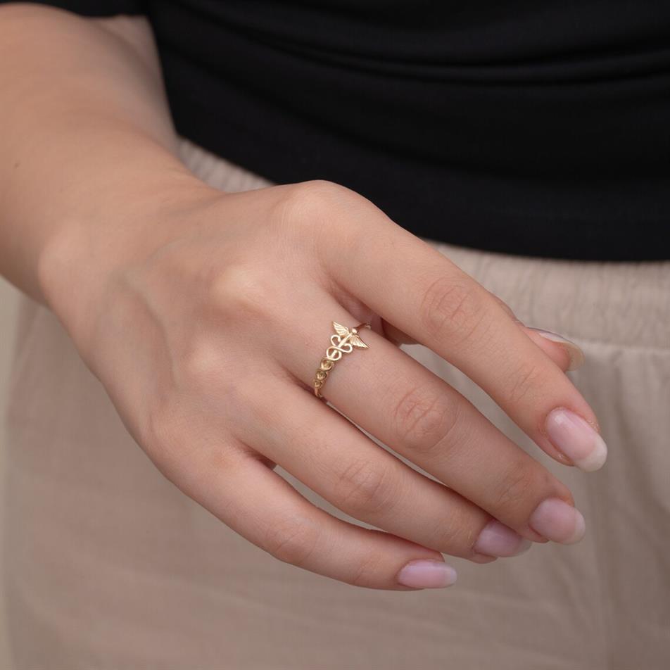 Solid Gold Asclepius Ring