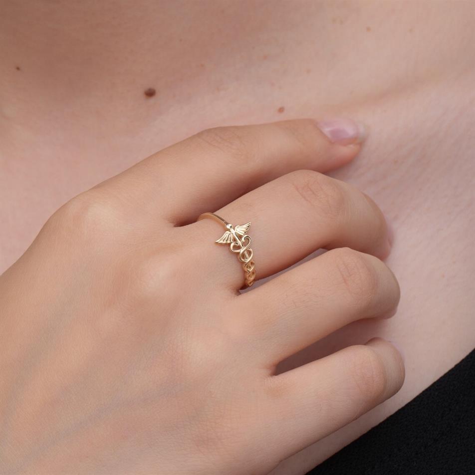 Solid Gold Asclepius Ring