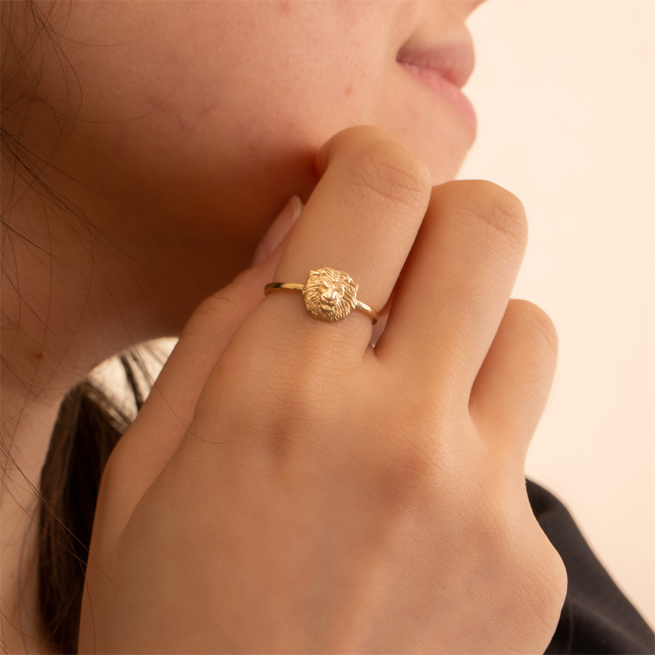 Altın Aslan Başı Yüzük