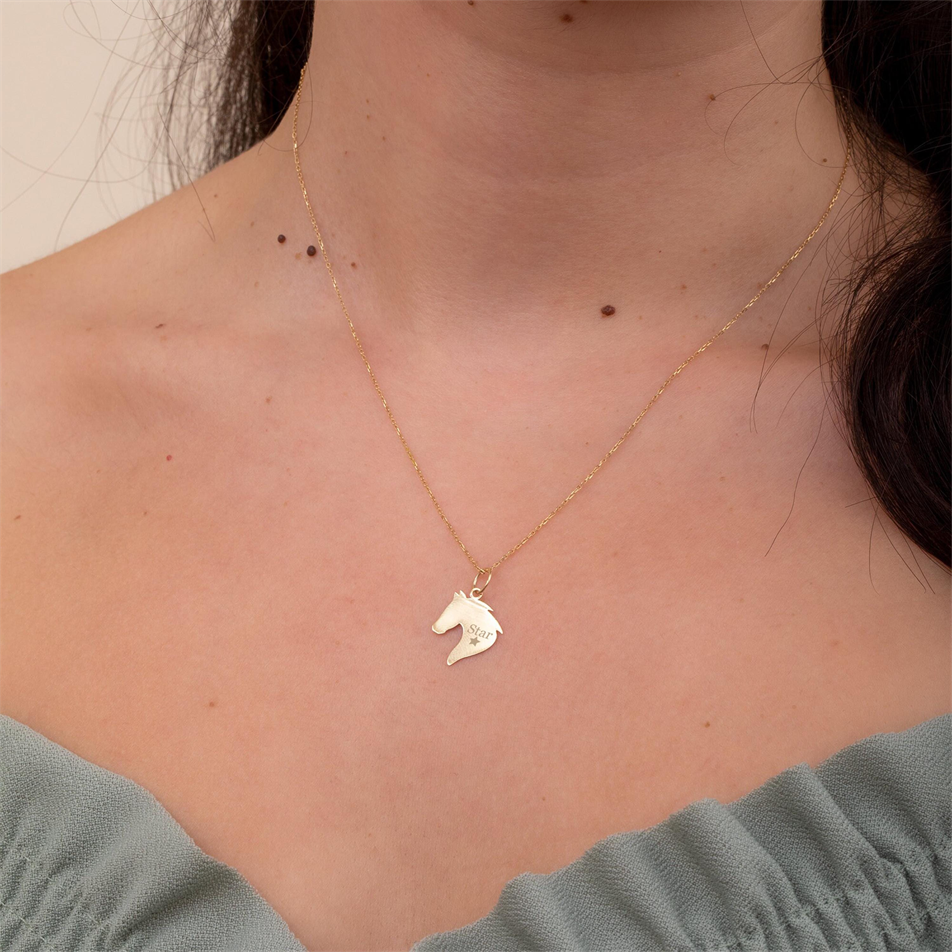 Gold Personalized Horse Necklace
