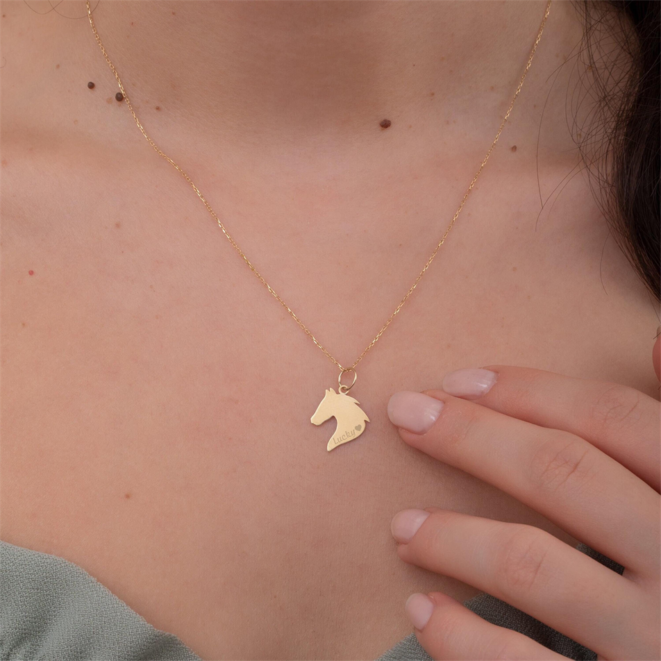 Gold Personalized Horse Necklace