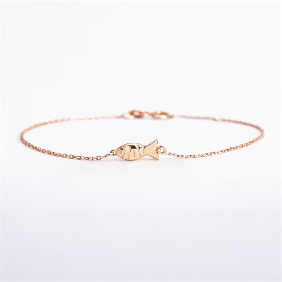 Gold Fish Charm Chain Bracelet