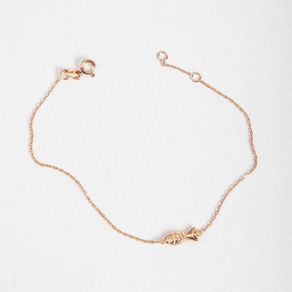 Gold Fish Charm Chain Bracelet