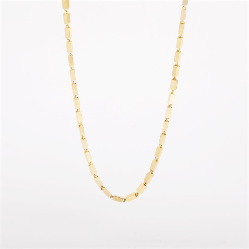 Gold Rectangular Bar Link Necklace