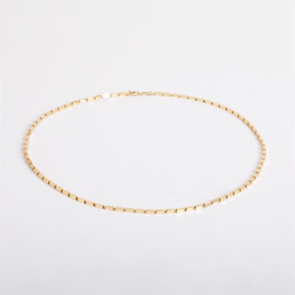 Gold Rectangular Bar Link Necklace