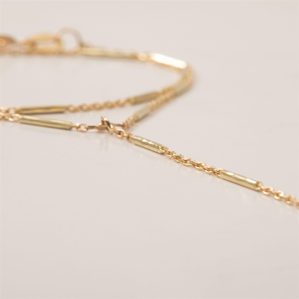Gold Bar Station Double Chain Hand Chain Bracelet