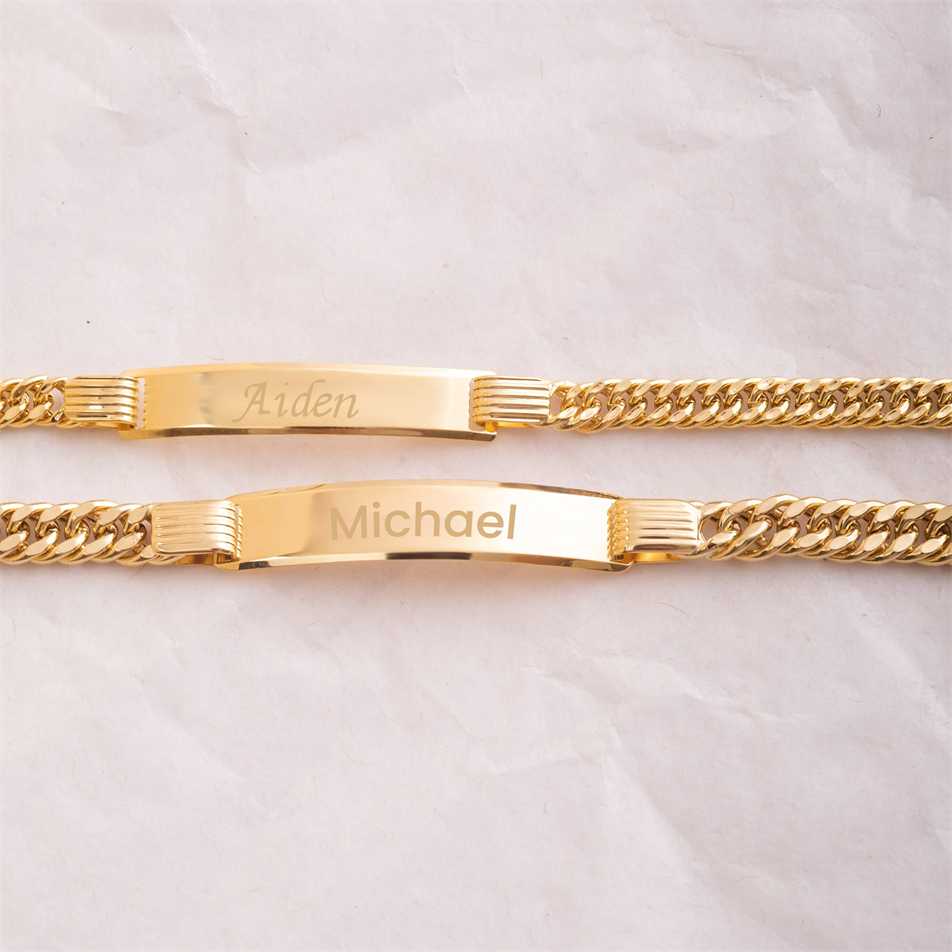 Gold Personalized Baby Name ID Bracelet