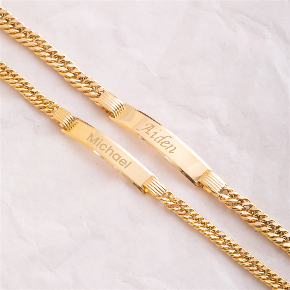 Gold Personalized Baby Name ID Bracelet