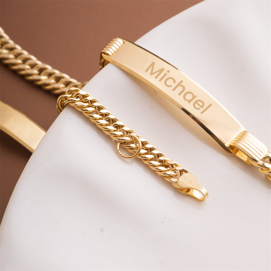 Gold Personalized Baby Name ID Bracelet