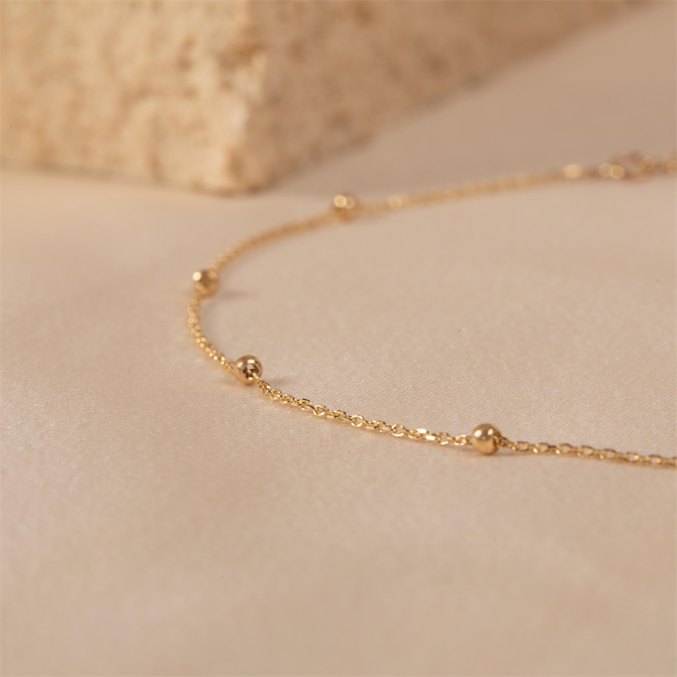 Gold Beaded Cable Chain Anklet
