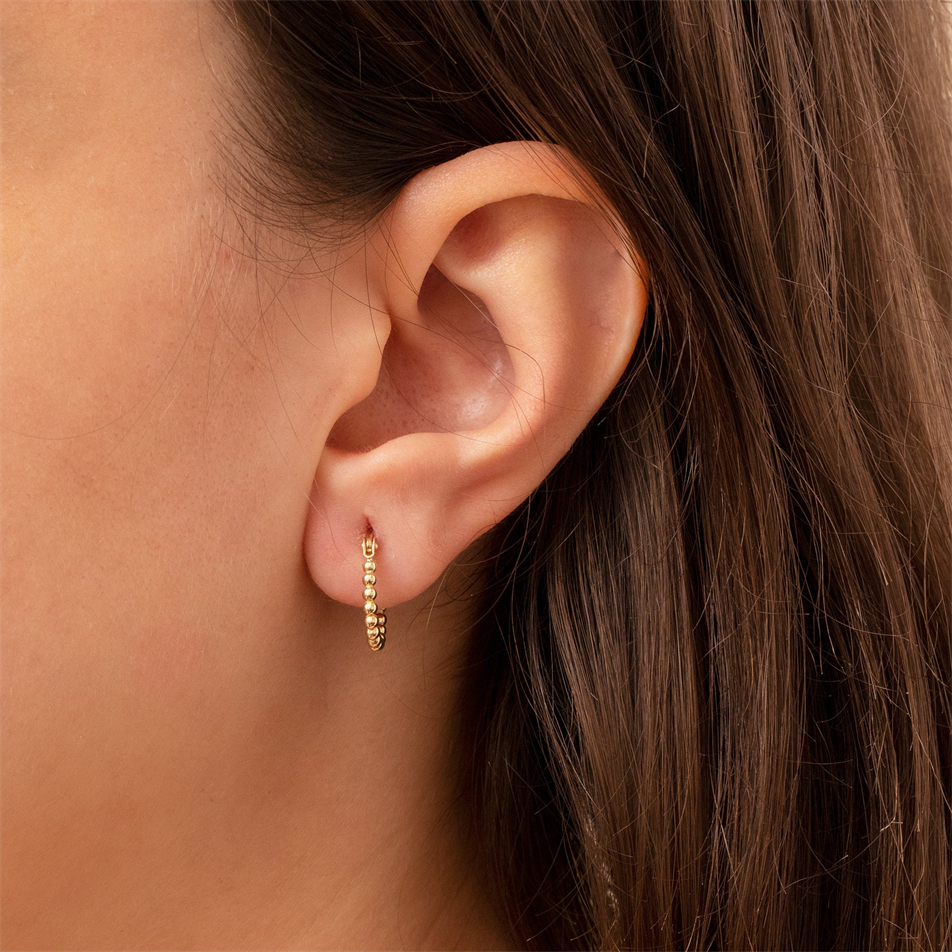 Gold Beaded Hoop Earrings