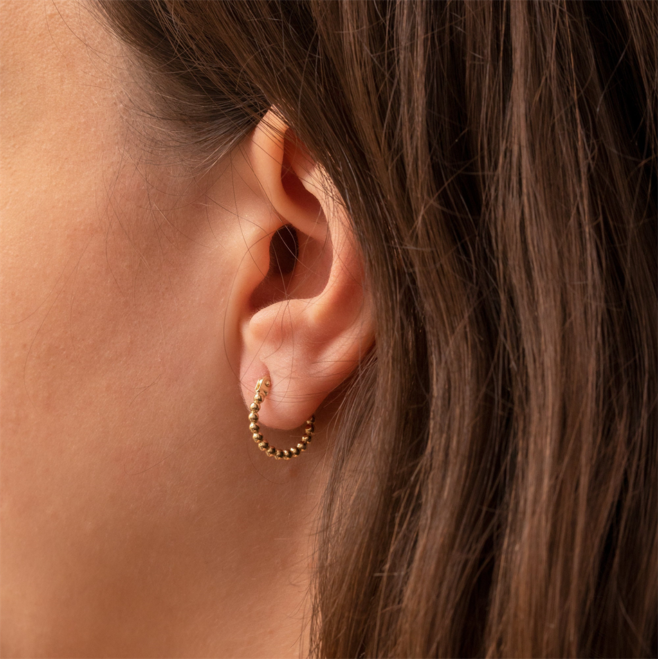 Gold Beaded Hoop Earrings