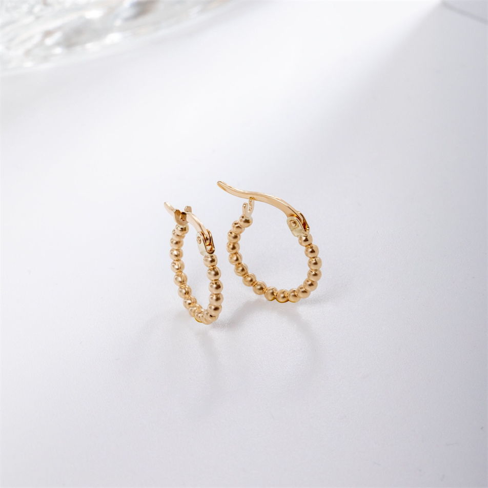 Gold Beaded Hoop Earrings