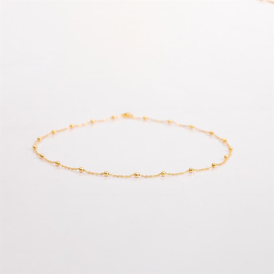 Solid Gold Beaded Ball Chain Bracelet