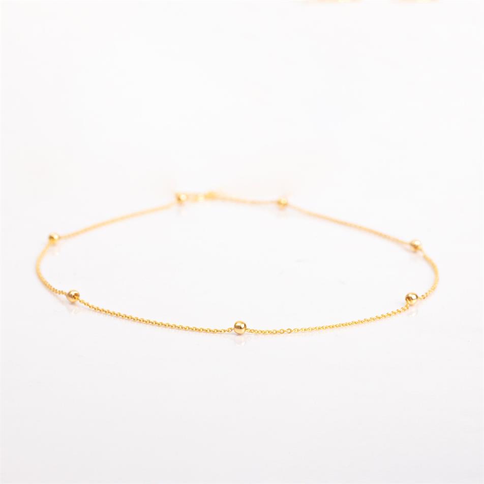 Solid Gold Beaded Ball Chain Bracelet