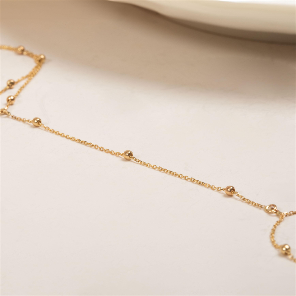 Gold Satellite Bead Hand Chain Bracelet