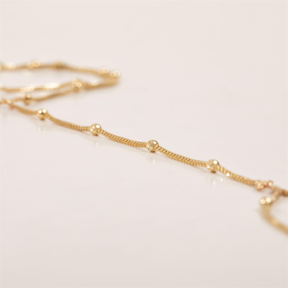 Gold Satellite Bead Hand Chain Bracelet