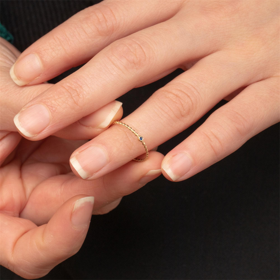 Gold Rope Twist Birthstone Ring