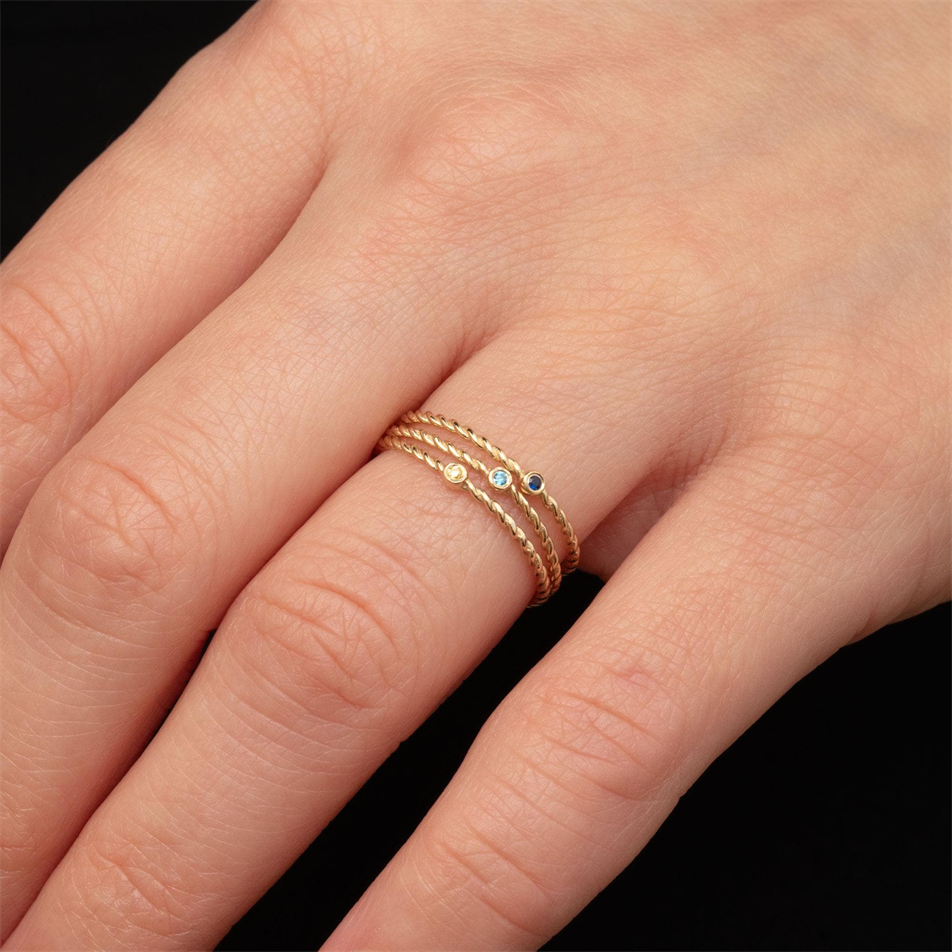 Gold Rope Twist Birthstone Ring