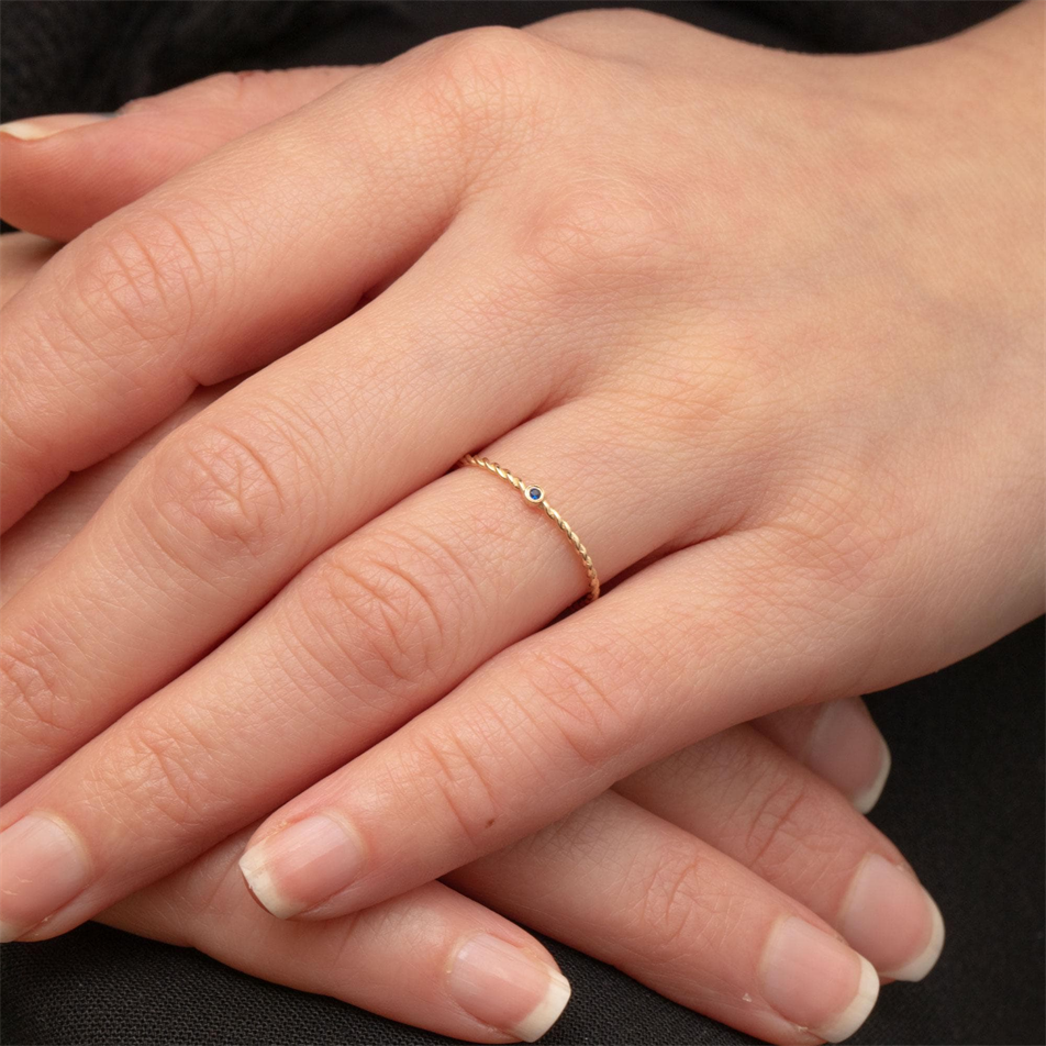 Gold Rope Twist Birthstone Ring