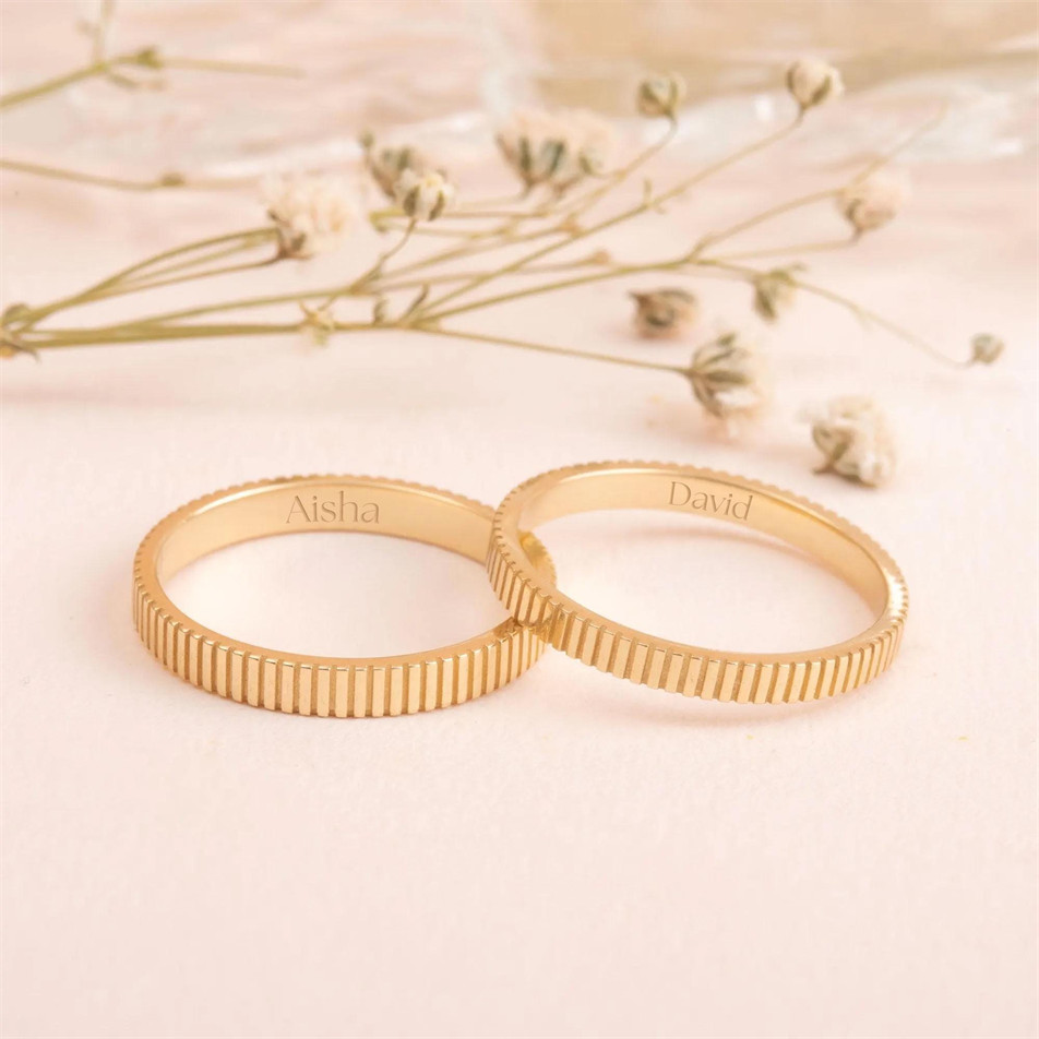 Gold Slim Ribbed Rings