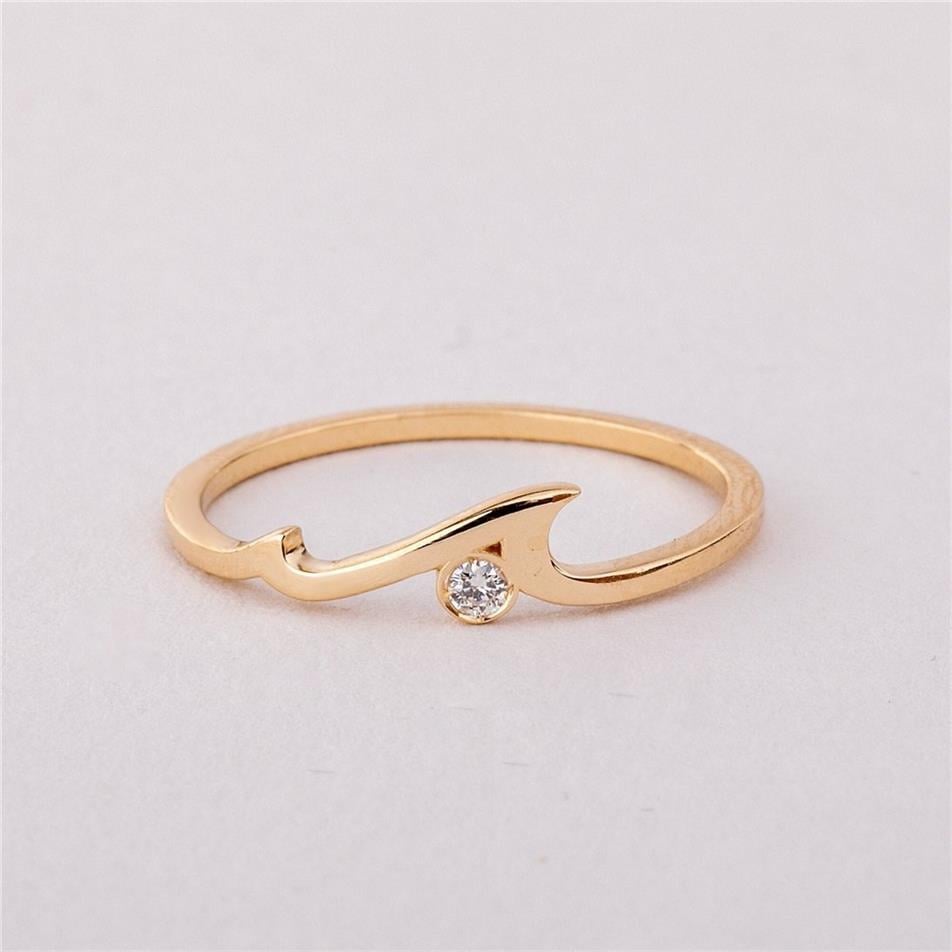 Solid Gold Diamond Ocean Wave Ring