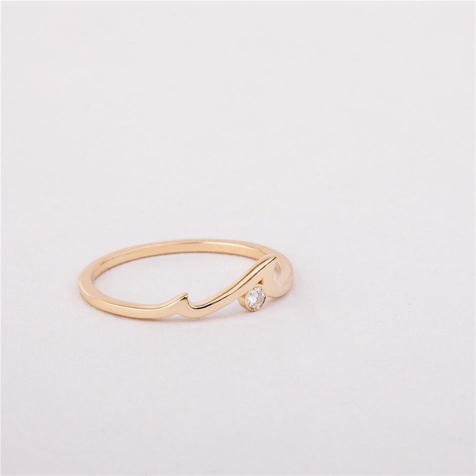 Solid Gold Diamond Ocean Wave Ring