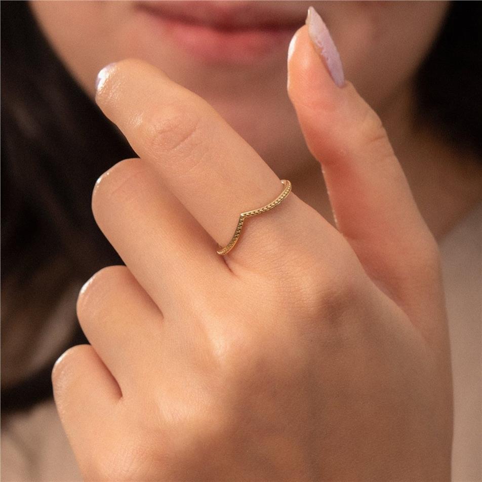 Solid Gold Chevron Ring 
