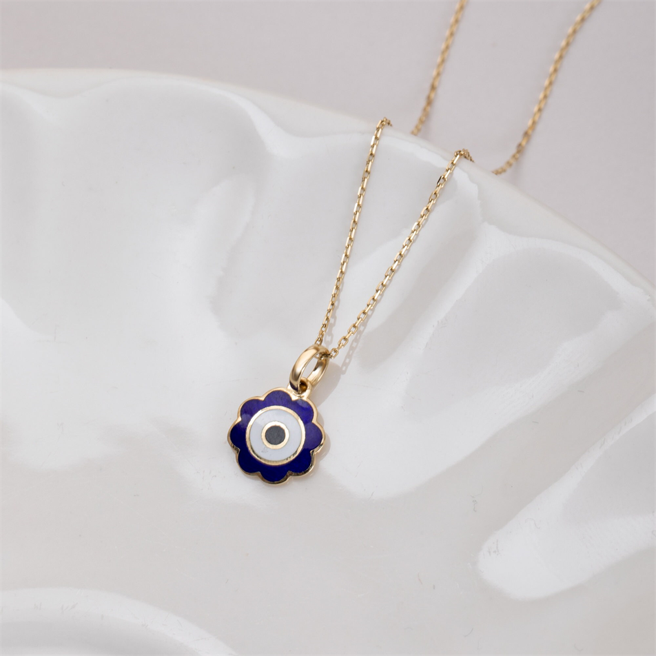 Gold Floral Evil Eye Necklace