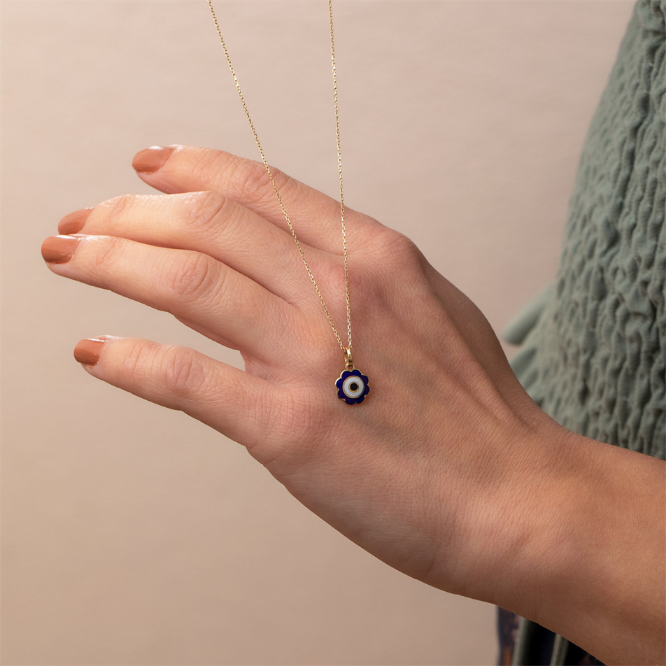Gold Floral Evil Eye Necklace
