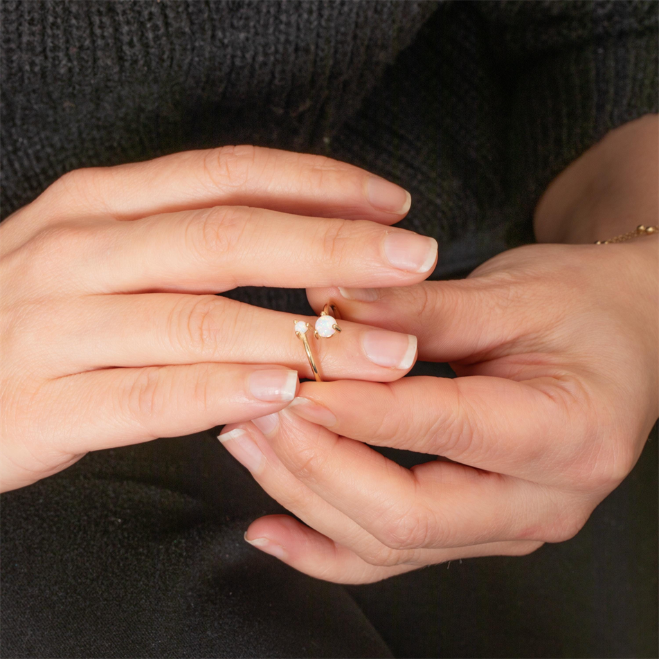 Altın Çift Opal Taşlı Açık Yüzük