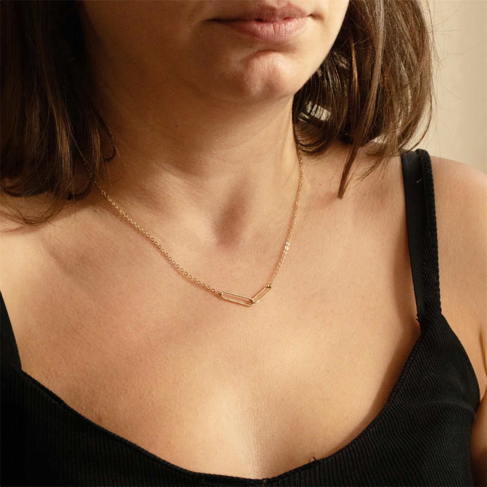 Altın Çift Oval Halkalı Kolye