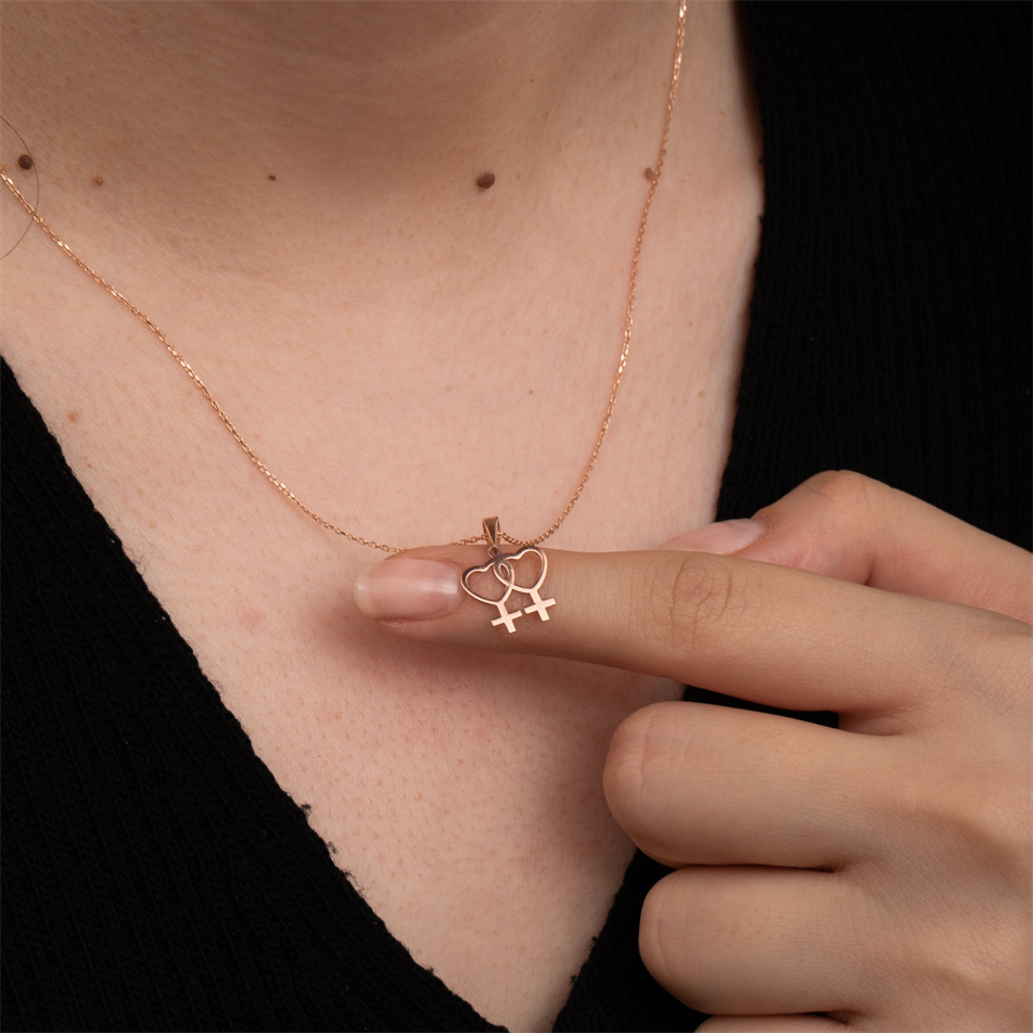 Gold Double Venus Heart Necklace