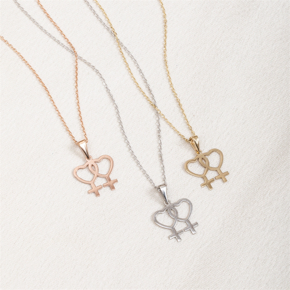 Gold Double Venus Heart Necklace