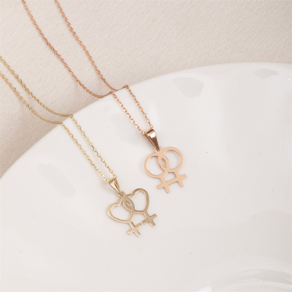 Gold Double Venus Heart Necklace