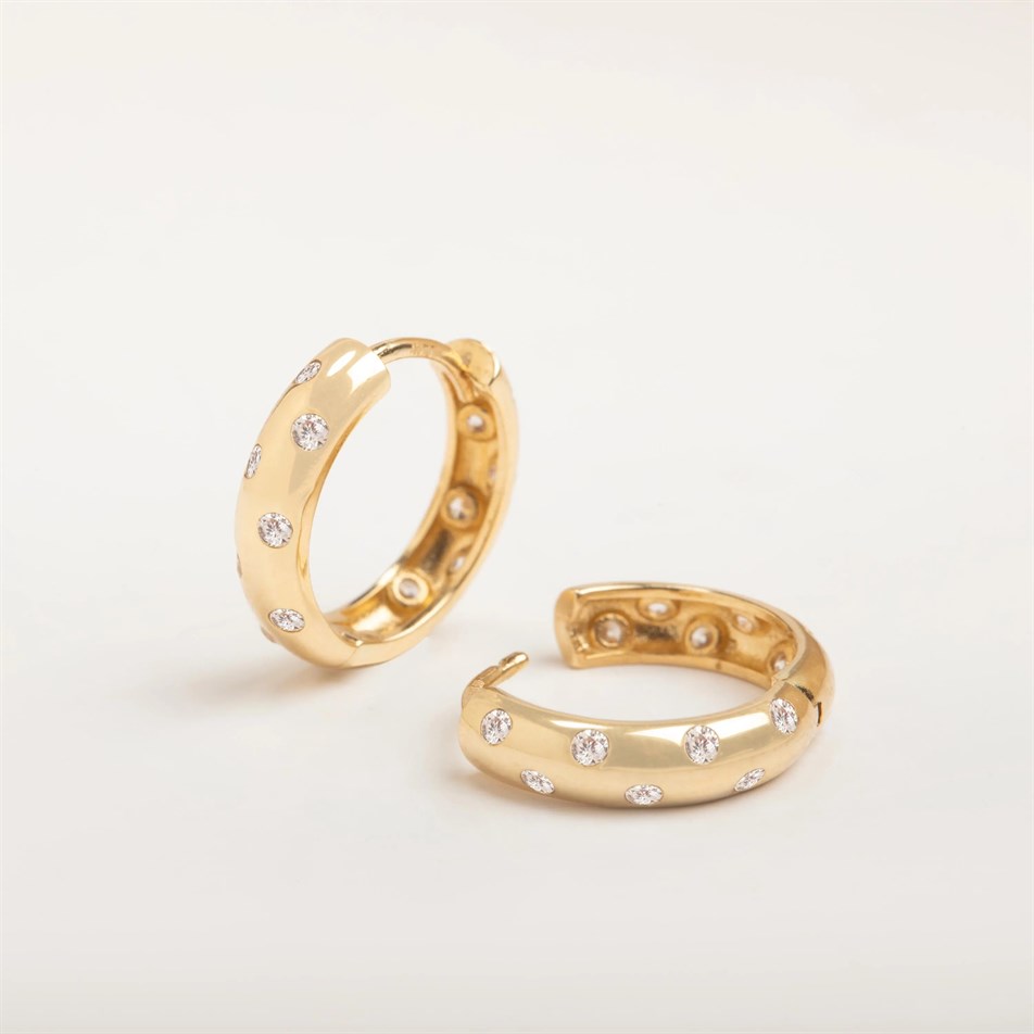 Gold Multi Stone Hoop Earrings