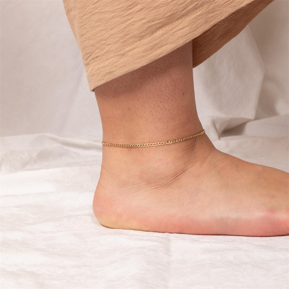 Gold Curb Chain Anklet