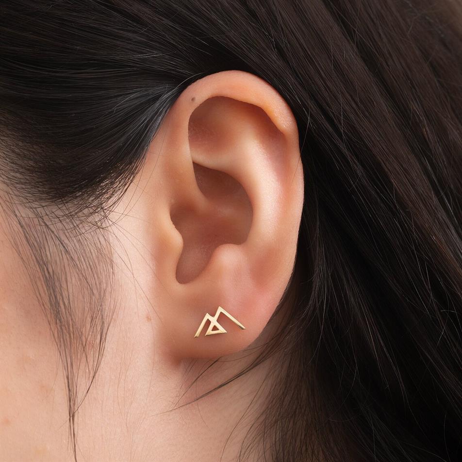 Solid Gold Mountain Earrings