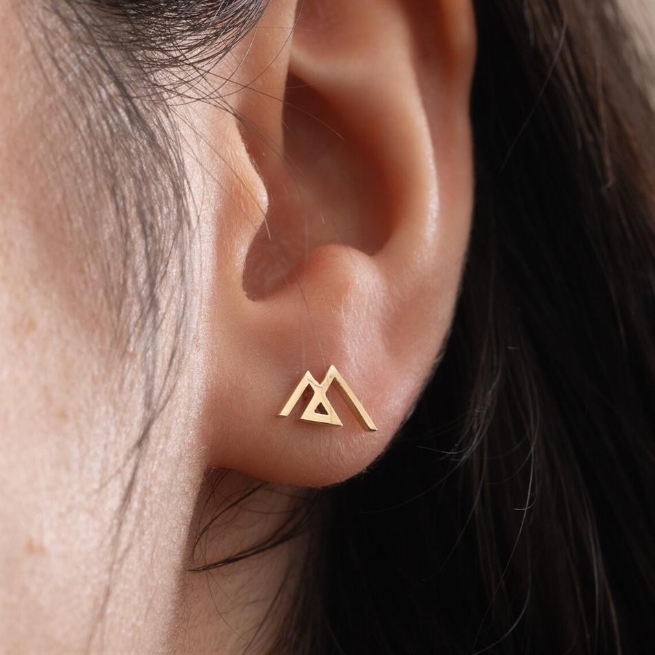 Solid Gold Mountain Earrings