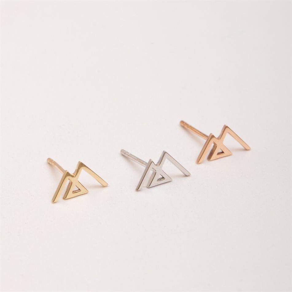 Solid Gold Mountain Earrings