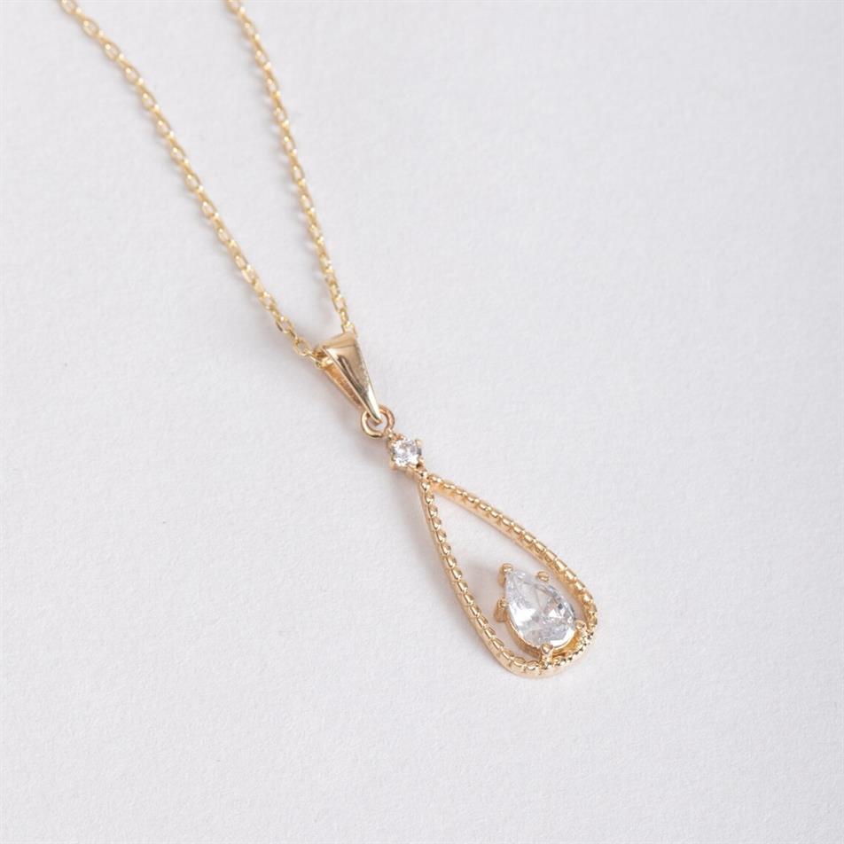 Solid Gold Teardrop Necklace
