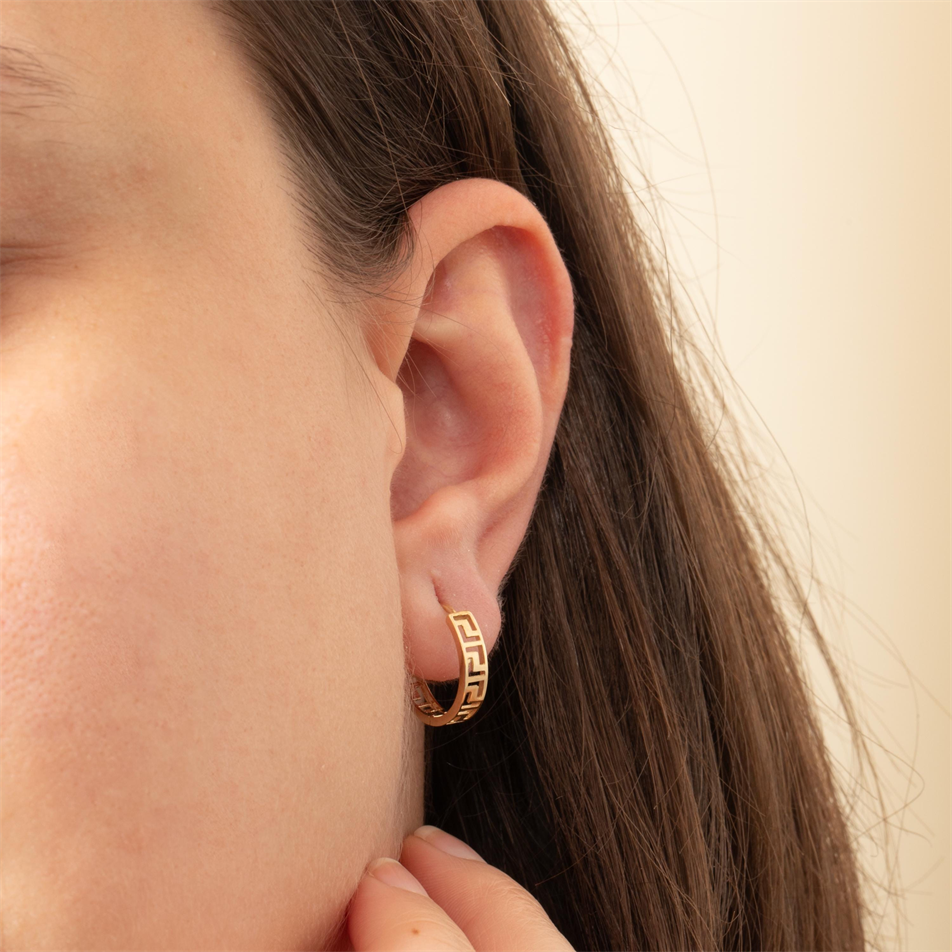 Gold Greek Key Hoop Earrings