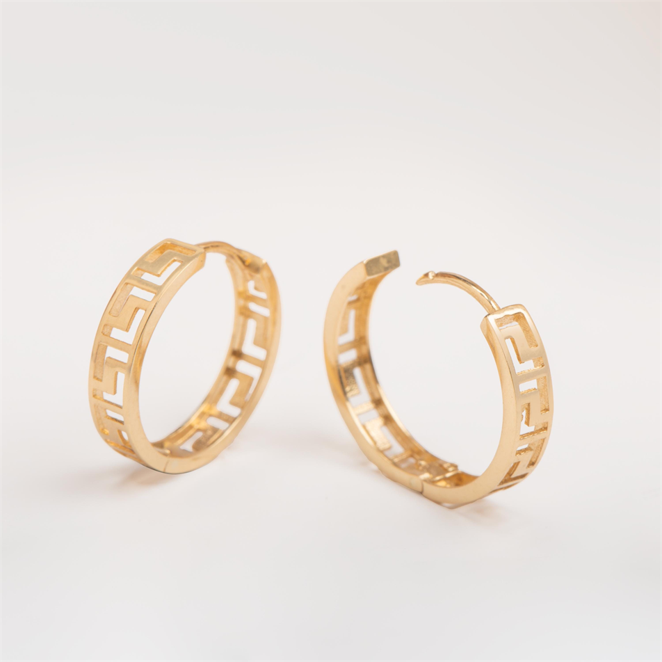 Gold Greek Key Hoop Earrings