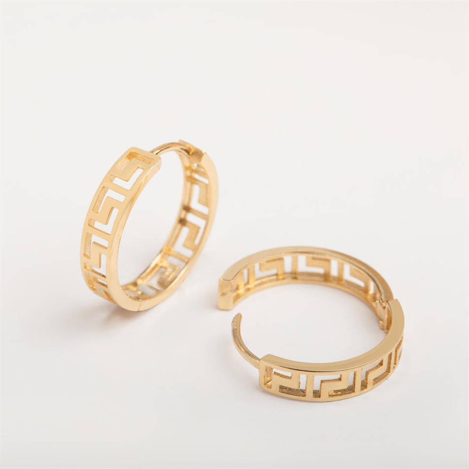 Gold Greek Key Hoop Earrings
