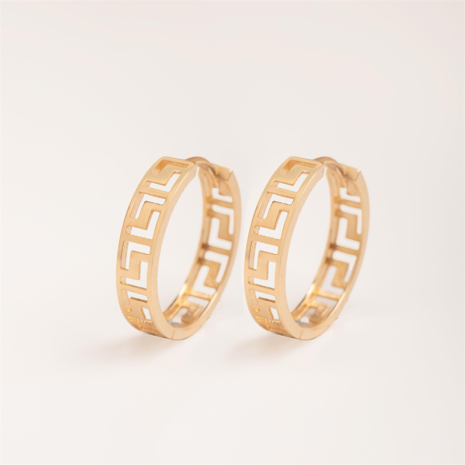Gold Greek Key Hoop Earrings