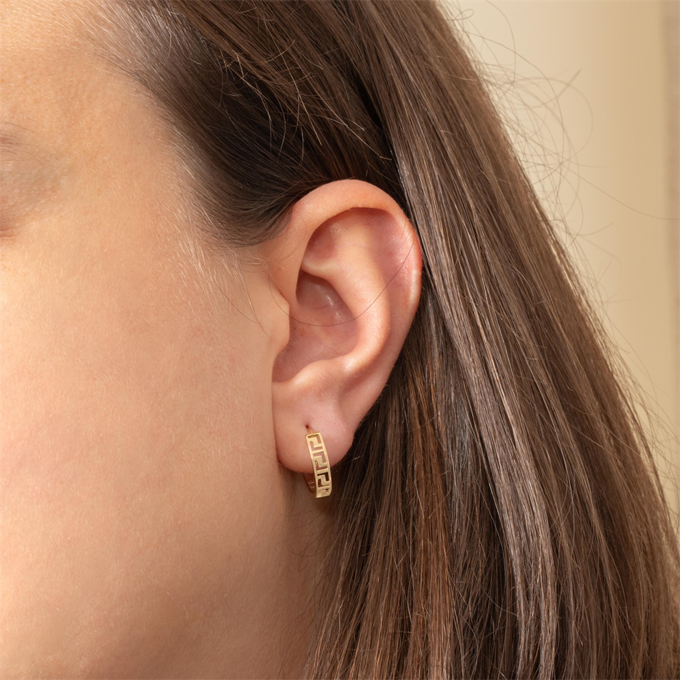 Gold Greek Key Hoop Earrings