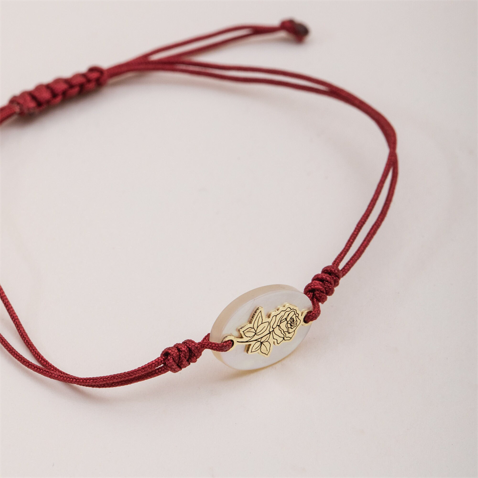 Gold Birth Flower String Bracelet